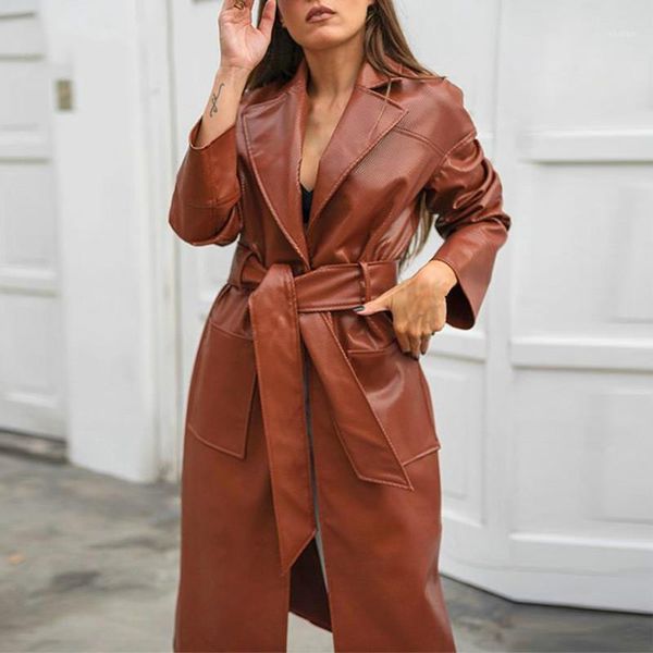 elegant brown long leather coat with belt faux pu leather coat jacket women office ladies autumn winter trench 20211, Black
elegant brown long leather coat with belt faux pu leather coat jacket women office ladies autumn winter trench 20211, Black