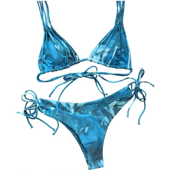 high waist blue women's bikini print set swimsuit two piece filled bra swimwear beachwear, White;black
high waist blue women's bikini print set swimsuit two piece filled bra swimwear beachwear, White;black