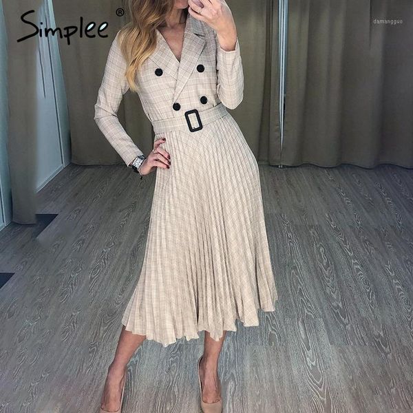 vintage pleated belt plaid dress women elegant office ladies blazer dresses long sleeve female autumn midi party dress1, Black;gray
vintage pleated belt plaid dress women elegant office ladies blazer dresses long sleeve female autumn midi party dress1, Black;gray