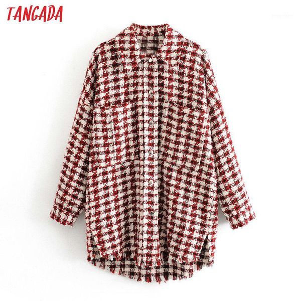 tangada women red plaid oversized tweed jacket 2020 spring tassels pockets loose style long sleeve coats female outwear 3h4361, Black
tangada women red plaid oversized tweed jacket 2020 spring tassels pockets loose style long sleeve coats female outwear 3h4361, Black