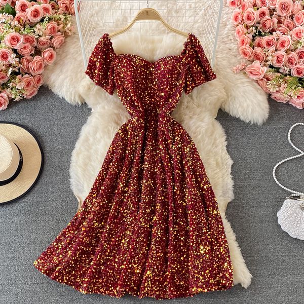 sequins party dress women summer square collar short sleeve high waist big swing vestidos casual female a-line robe 2022, Black;gray
sequins party dress women summer square collar short sleeve high waist big swing vestidos casual female a-line robe 2022, Black;gray