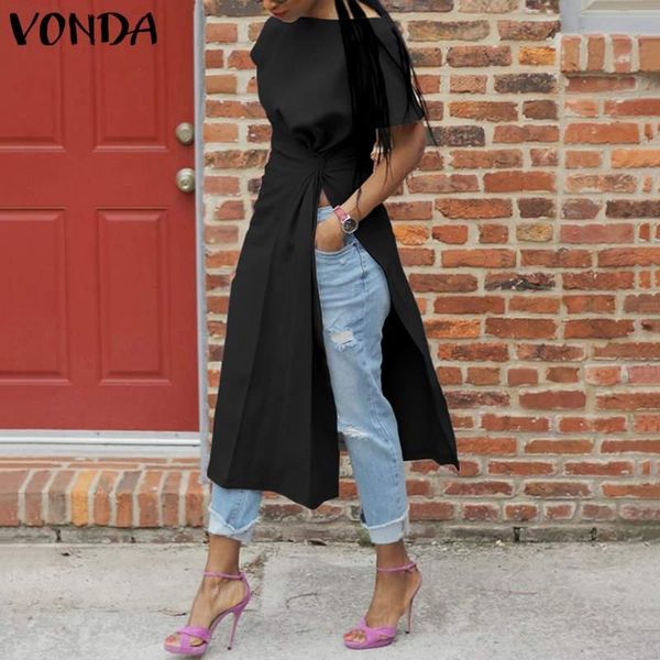 vonda women blouse 2020 short sleeve split party tunic office lady shirts female casual blusas feminina plus size, White
vonda women blouse 2020 short sleeve split party tunic office lady shirts female casual blusas feminina plus size, White