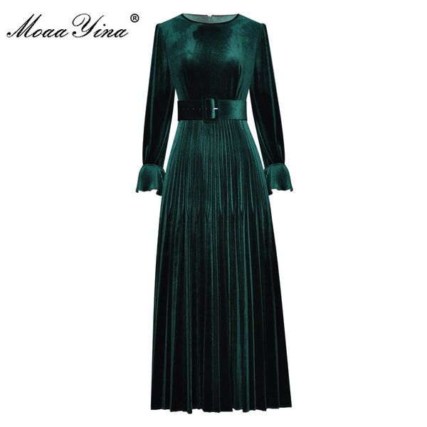 moaayina fashion runway dress autumn women's dress flare sleeve high waist belt solid pleated velvet dresses 201204, Black;pink
moaayina fashion runway dress autumn women's dress flare sleeve high waist belt solid pleated velvet dresses 201204, Black;pink