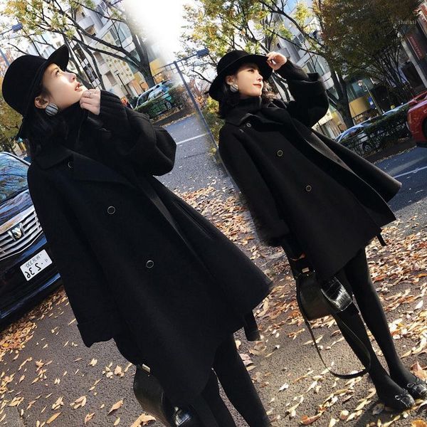 double sided cashmere and woollen coat for women's middle and long style1, Black
double sided cashmere and woollen coat for women's middle and long style1, Black