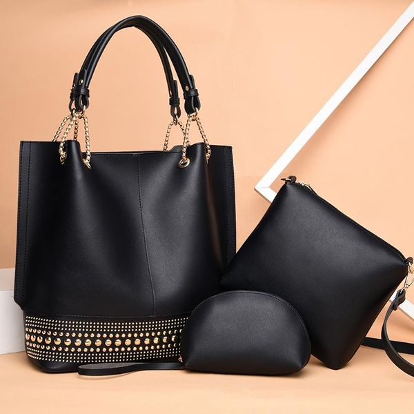 luxury designer women pu leather handbags 3 pieces set shoulder bag fashion rivet casual female tote crossbody bags
luxury designer women pu leather handbags 3 pieces set shoulder bag fashion rivet casual female tote crossbody bags