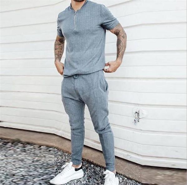pants sets men solid color button outfits mens two piece sport tracksuits summer o-neck short sleeve with long, Gray
pants sets men solid color button outfits mens two piece sport tracksuits summer o-neck short sleeve with long, Gray