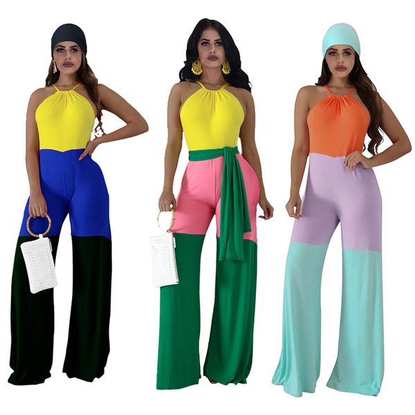 three colors panelled womens designer jumpsuits spaghetti strap halter wide legged pants womens jumpsuits casual females clothing, Black;white
three colors panelled womens designer jumpsuits spaghetti strap halter wide legged pants womens jumpsuits casual females clothing, Black;white
