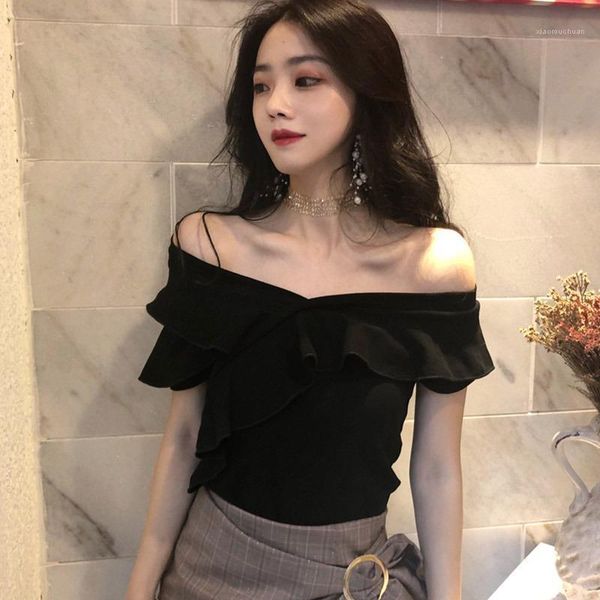 women summer slash-neck ruffle shirts female slim fit elegant clothing black1, White
women summer slash-neck ruffle shirts female slim fit elegant clothing black1, White