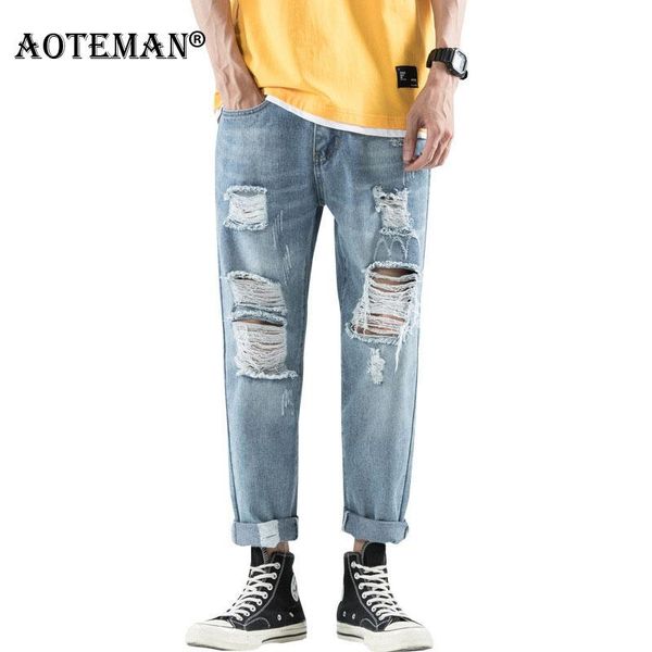 men's jeans men pants male denim pant ripped design streetwear trousers casual hole retro loose fashion solid trouser lm102, Blue
men's jeans men pants male denim pant ripped design streetwear trousers casual hole retro loose fashion solid trouser lm102, Blue