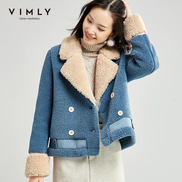 vimly women faux fur coat winter double breasted lapel pockets thick warm lambs wool jacket female overcoat 30171, Black
vimly women faux fur coat winter double breasted lapel pockets thick warm lambs wool jacket female overcoat 30171, Black