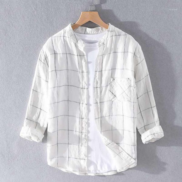 2020 summer large plaid three-quarter sleeve pure linen shirt men brand comfortable stand collar loose shirts for men chemise1, White;black
2020 summer large plaid three-quarter sleeve pure linen shirt men brand comfortable stand collar loose shirts for men chemise1, White;black