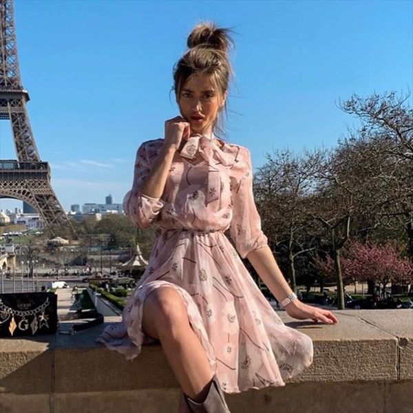 vintage women chiffon floral dress elegant high waist work wear office lady dress 2020 autumn winter boho chic party print, Black;gray
vintage women chiffon floral dress elegant high waist work wear office lady dress 2020 autumn winter boho chic party print, Black;gray
