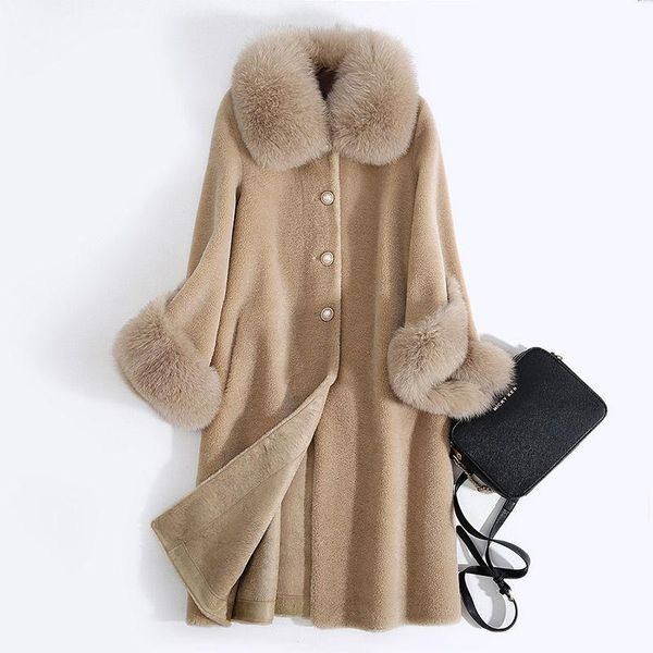 2020 new women real fur coat genuine jacket long sleeve medium coats with detachable collar fashion outwear q247, Black
2020 new women real fur coat genuine jacket long sleeve medium coats with detachable collar fashion outwear q247, Black
