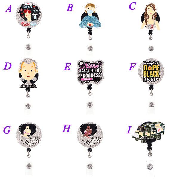 1pc /5pcs /10pcs cute retractable bling crystal ename black nurse badge reel holder with clip for hospital, Gray
1pc /5pcs /10pcs cute retractable bling crystal ename black nurse badge reel holder with clip for hospital, Gray