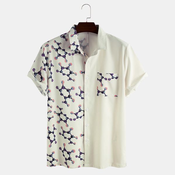 2021 new short sleeve print stitching casual men's shirtslim fit fashion floral print dress males clothes, White;black
2021 new short sleeve print stitching casual men's shirtslim fit fashion floral print dress males clothes, White;black