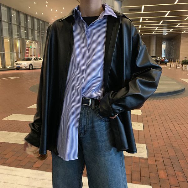 new women oversized thick blouses autumn winter black faux leather jackets basic coat turn-down collar motor biker jacket 201030
new women oversized thick blouses autumn winter black faux leather jackets basic coat turn-down collar motor biker jacket 201030