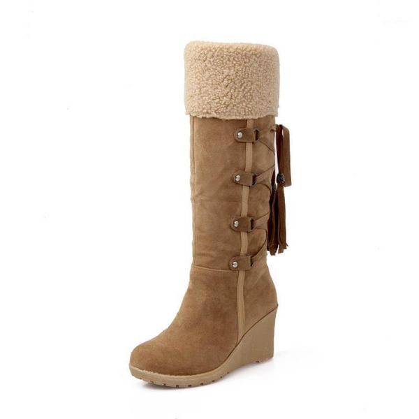 snow boots women winter warm high heels wedges shoes ladies fashion cross tied platform knee high long boots plus size botas1, Black
snow boots women winter warm high heels wedges shoes ladies fashion cross tied platform knee high long boots plus size botas1, Black