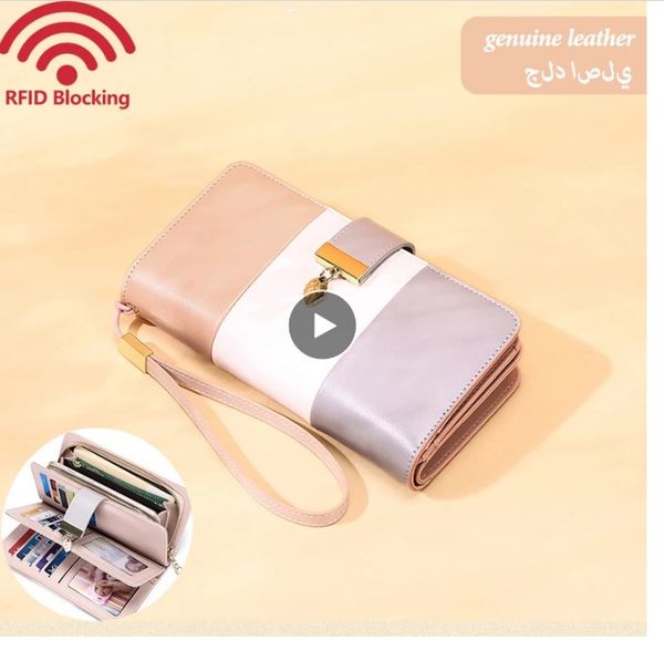 2020 new fashion arrival fashion color contrast large genuine leather women wallet rfid blocking safe female purse three fold handbag, Black
2020 new fashion arrival fashion color contrast large genuine leather women wallet rfid blocking safe female purse three fold handbag, Black