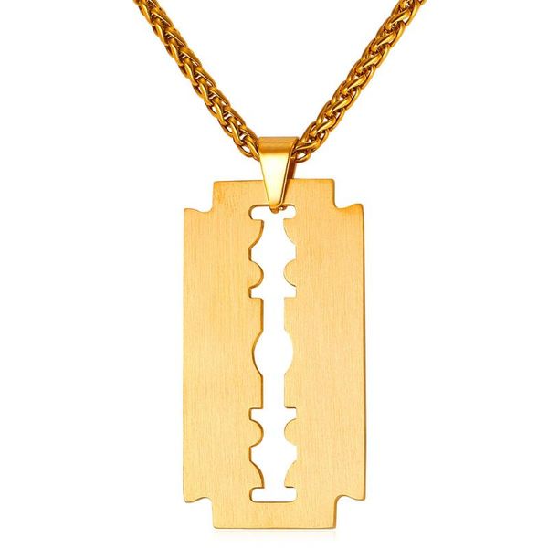 classic shave blade charm pendant necklace women men jewelry stainless steel gold/black gun plated necklaces pendants p120, Silver
classic shave blade charm pendant necklace women men jewelry stainless steel gold/black gun plated necklaces pendants p120, Silver