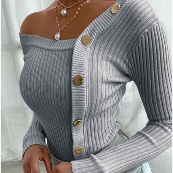 sweater women's fashion button strapless knit pullover spring solid color long-sleeved knitted stitching casual women 2021, White;black
sweater women's fashion button strapless knit pullover spring solid color long-sleeved knitted stitching casual women 2021, White;black