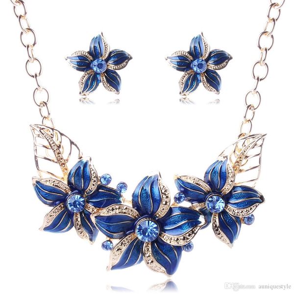 necklace earring set, auniquestyle austrian crystal enamel flower jewelry sets women african costume accessories maxi trend new women gift, Silver
necklace earring set, auniquestyle austrian crystal enamel flower jewelry sets women african costume accessories maxi trend new women gift, Silver