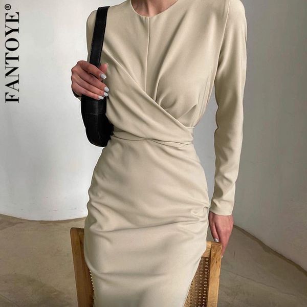 fantoye elegant solid twist midi dress for women o-neck long sleeve bodycon pencil dresses partywear pleated back split vestidos c0129, Black;gray
fantoye elegant solid twist midi dress for women o-neck long sleeve bodycon pencil dresses partywear pleated back split vestidos c0129, Black;gray