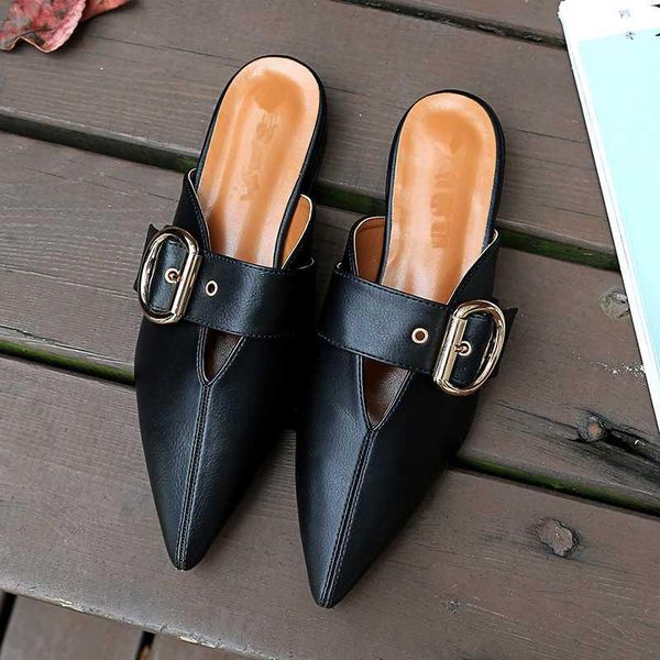 slippers buckle luxury pointed mules toe lamb skin texture soft women flat with solid fashion summer slides size 35-431, Black
slippers buckle luxury pointed mules toe lamb skin texture soft women flat with solid fashion summer slides size 35-431, Black