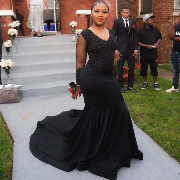 custom made african long sleeves lace plus size mermaid prom dresses 2021 with beaded appliques african sweep train evening party gowns, Black
custom made african long sleeves lace plus size mermaid prom dresses 2021 with beaded appliques african sweep train evening party gowns, Black