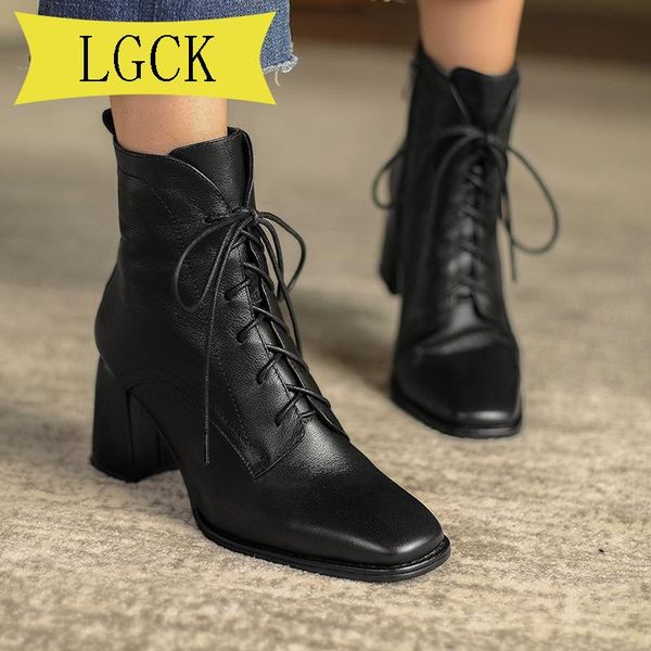 plus size 34-39 fashion woman ankle boots genuine leather handmade autumn winter boots cross-tied high heels, Black
plus size 34-39 fashion woman ankle boots genuine leather handmade autumn winter boots cross-tied high heels, Black