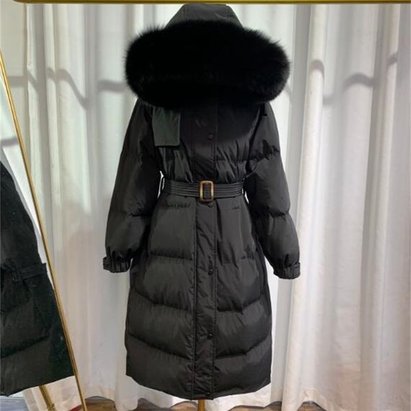 2021 new great natural fur collar -30 female winter white thick jacket with long hoodie down parkas 2n22, Black
2021 new great natural fur collar -30 female winter white thick jacket with long hoodie down parkas 2n22, Black