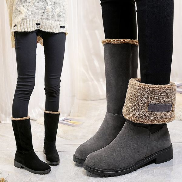 autumn and winter women's booties new two wear warm snow boots non-slip round head in the tube women's cotton boots suede, Black 
autumn and winter women's booties new two wear warm snow boots non-slip round head in the tube women's cotton boots suede, Black