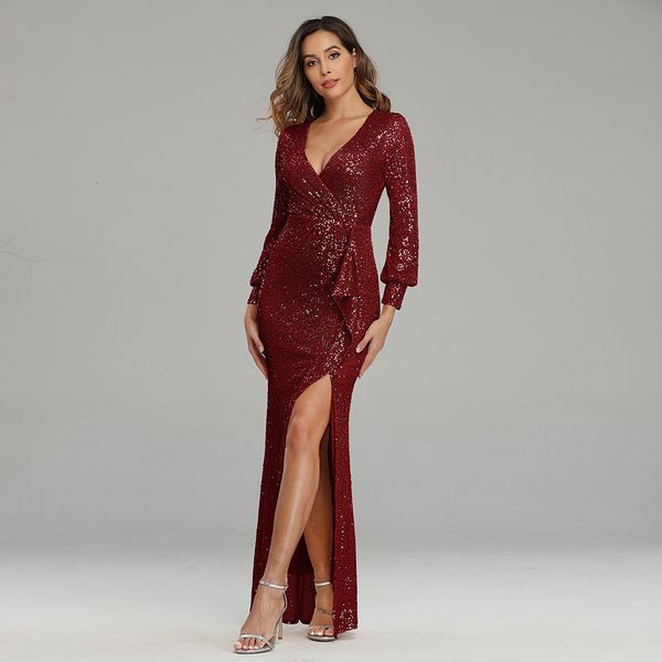 2021 new elegant long sleeve v-neck slim high waist sequins beading women floor length maxi party vestidos bahu, Black;gray
2021 new elegant long sleeve v-neck slim high waist sequins beading women floor length maxi party vestidos bahu, Black;gray