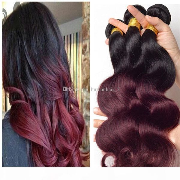 ombre hair extensions brazilian virgin hair body wave two tone 1b 99j burgundy wine red ombre brazillian human hair weave bundles 3pcs lot, Black;brown 
ombre hair extensions brazilian virgin hair body wave two tone 1b 99j burgundy wine red ombre brazillian human hair weave bundles 3pcs lot, Black;brown