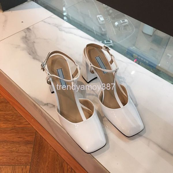 dress shoes spring and summer style square head patent leather wrapped back empty t-shaped buckle high heels thick women's shoes, Black
dress shoes spring and summer style square head patent leather wrapped back empty t-shaped buckle high heels thick women's shoes, Black
