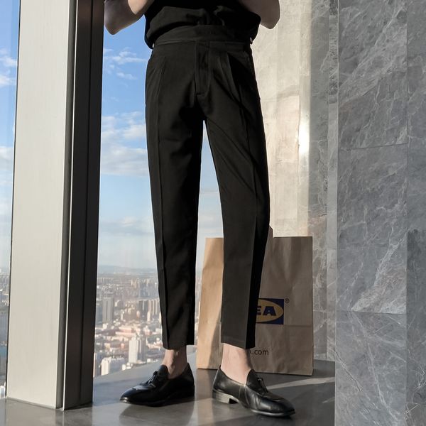 daio mens spring and summer men's solid color entrance guard design straight pants slim casual capris fashion
daio mens spring and summer men's solid color entrance guard design straight pants slim casual capris fashion