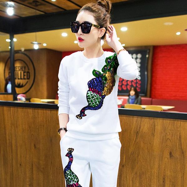 women tracksuits suits brand set 2020 spring sequin elegant pant suit 2 piece set women blouse sweatshirt and pants sets, White
women tracksuits suits brand set 2020 spring sequin elegant pant suit 2 piece set women blouse sweatshirt and pants sets, White