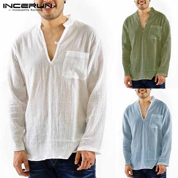 2020 beach mens shirts cotton linen casual slim fit chest pockets mandarin collar white tee autumn camisa blouse chemise1, White;black
2020 beach mens shirts cotton linen casual slim fit chest pockets mandarin collar white tee autumn camisa blouse chemise1, White;black
