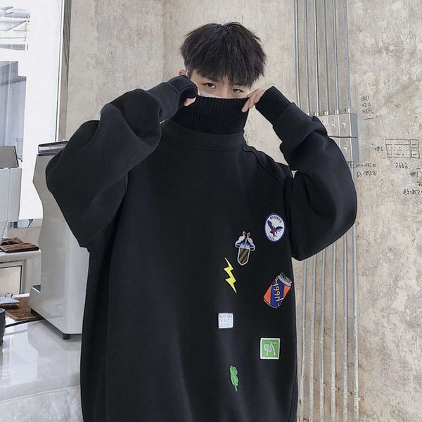 hip hop trend loose big fat wear fake two pieces of sweater autumn winter men's thin clothes, Black
hip hop trend loose big fat wear fake two pieces of sweater autumn winter men's thin clothes, Black