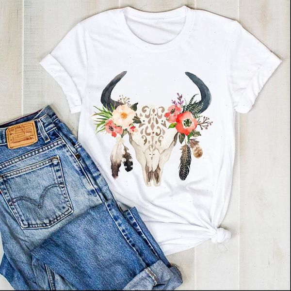 women lady heifer skull flower printed ladies fashion summer t tee tshirt womens female shirt clothes graphic t shirt, White
women lady heifer skull flower printed ladies fashion summer t tee tshirt womens female shirt clothes graphic t shirt, White