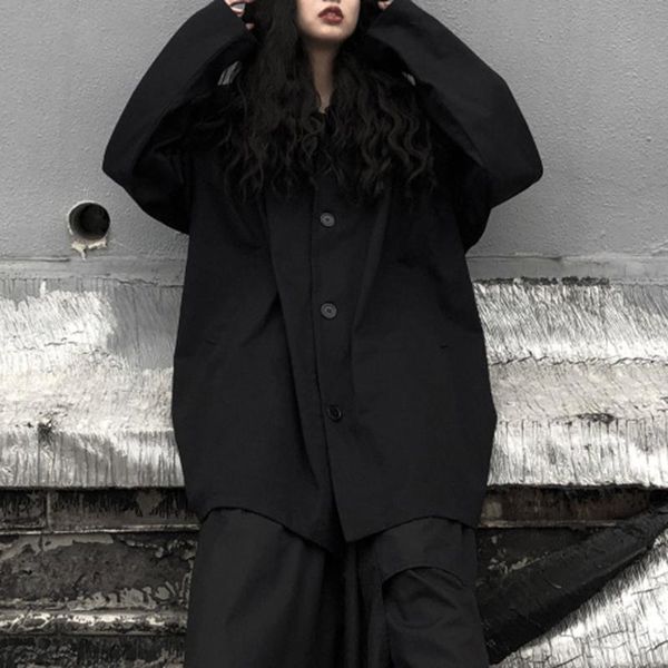 women's trench coats streetwear women gothic coat harajuku japanese casual autumn spring hooded mid-length loose long sleeve outwear, Tan;black
women's trench coats streetwear women gothic coat harajuku japanese casual autumn spring hooded mid-length loose long sleeve outwear, Tan;black