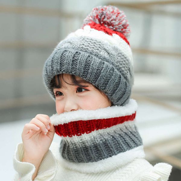 junchen 20 winter children's knitted bib suit fashion color matching plush warm baby's ear wool hat, Red;brown
junchen 20 winter children's knitted bib suit fashion color matching plush warm baby's ear wool hat, Red;brown