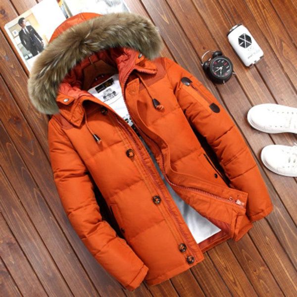 men's down & parkas men jacket short white duck with thick fur collar outdoor winter coat for warm, Black
men's down & parkas men jacket short white duck with thick fur collar outdoor winter coat for warm, Black