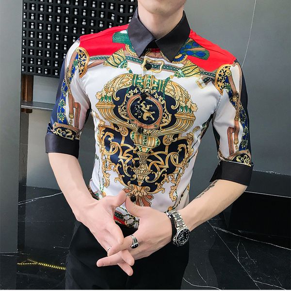 mens pattern shirts 2020 spring and summer men's five-sleeve shirt middle-men short sleeve shirt social flower shirt y0104, White;black 
mens pattern shirts 2020 spring and summer men's five-sleeve shirt middle-men short sleeve shirt social flower shirt y0104, White;black