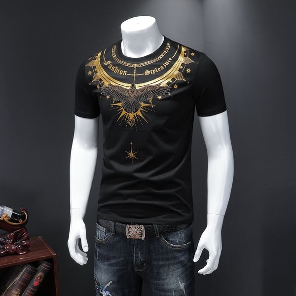 2020 new spring and summer mercerized cotton bottoming shirt printing bronzing men's round neck korean trend short-sleeved t-shirt, White;black
2020 new spring and summer mercerized cotton bottoming shirt printing bronzing men's round neck korean trend short-sleeved t-shirt, White;black