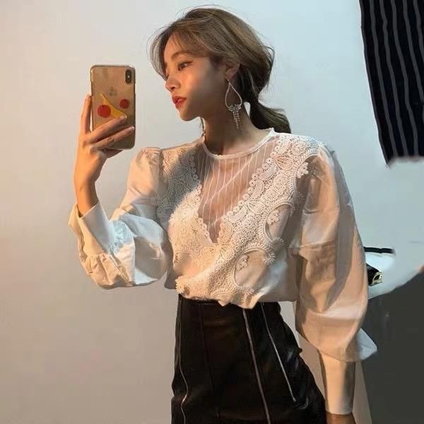 korean style women shirts 2021 spring and autumn new ladies blouses and round neck hollow long sleeve women's clothing, White
korean style women shirts 2021 spring and autumn new ladies blouses and round neck hollow long sleeve women's clothing, White