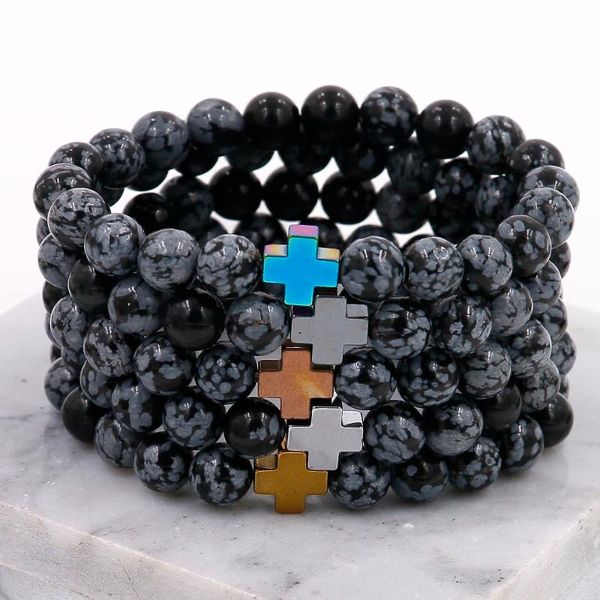 natural stones new arrival cross hematite beads with snowflakes elastic bracelet for mens gift stretch charm mala jewelry, Black
natural stones new arrival cross hematite beads with snowflakes elastic bracelet for mens gift stretch charm mala jewelry, Black