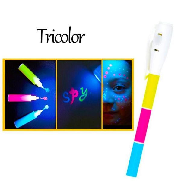3 Colors Uv Fluorescent Pen Light Combo Creative Stationery Invisible Ink Stationery Secret Supplies School Office Pen