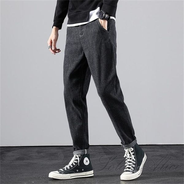 men's jeans 2021 fall/winter mid-waist fleece brushed small straight-leg slim-fit slacks, Blue
men's jeans 2021 fall/winter mid-waist fleece brushed small straight-leg slim-fit slacks, Blue
