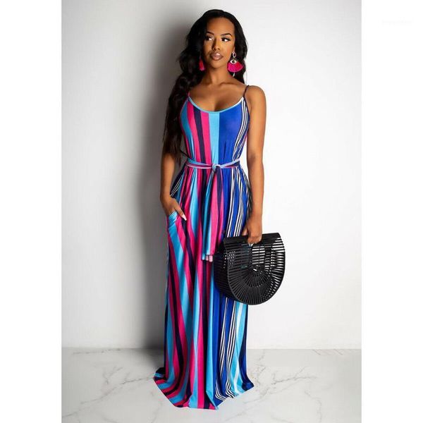 women boho spaghetti strap rainbow striped sashes long maxi dress cocktail party holiday summer beach sea fit and flare sundress1, Black;gray
women boho spaghetti strap rainbow striped sashes long maxi dress cocktail party holiday summer beach sea fit and flare sundress1, Black;gray