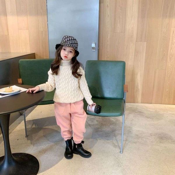 new 2020 winter children's clothing korean high neck twist baby sweater, Blue